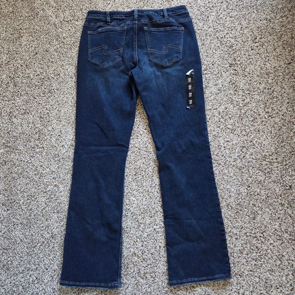 Silver Jeans Tuesday Universal Fit Low Rise Slim Boot Sz 34x31 Dark Wash NWT - Picture 6 of 7
